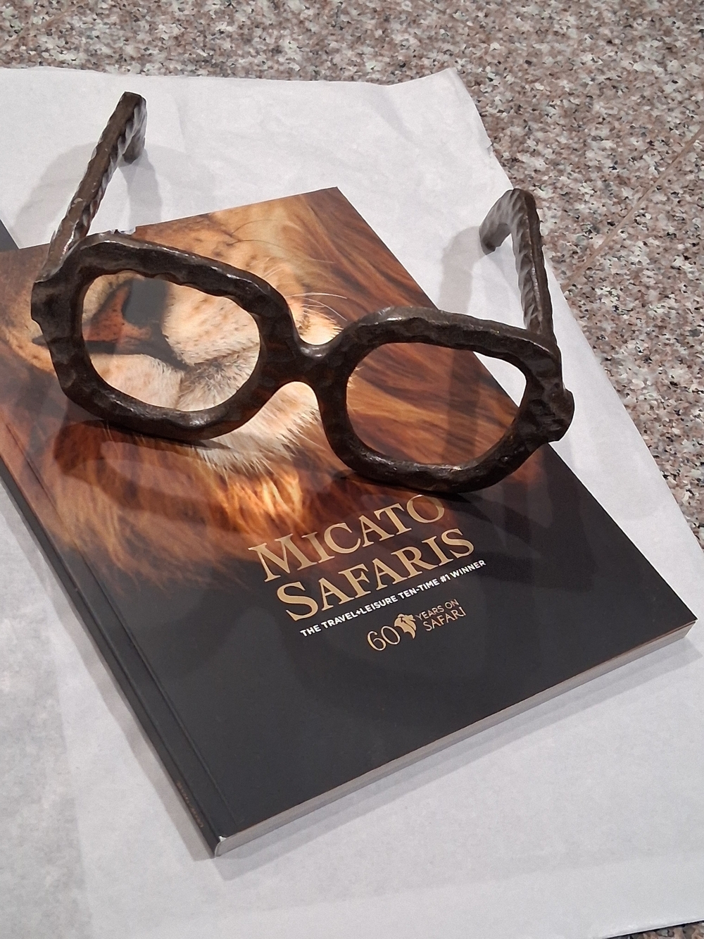 Decorative Bronze-Tone Sculptural Eyeglass Accent.